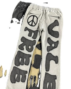 Pantalones Deportivos Personalizados con Bordado, Estilo Patchwork Desgastado, Sudadera con Capucha, Pantalones Deportivos para Hombre, Estilo Acampanado, Lavado Ácido, Trajes Deportivos, Muestra Gratis - Product Image 3