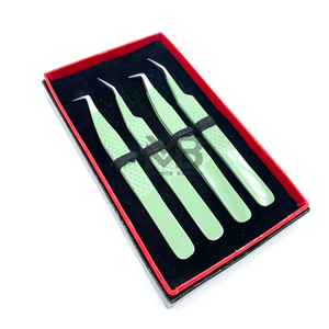 แหนบปลายต่อขนตาสีเขียวอ่อนเคลือบเพชรฉลากส่วนตัวญี่ปุ่นสแตนเลส - Product Image 2