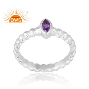 แหวนพลอยอเมทิสต์ธรรมชาติเงินสเตอร์ลิงออกแบบได้ตามต้องการสำหรับผู้หญิงของขวัญสำหรับผู้หญิง - Product Image 1