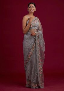 LATEST DESIGNER RICH PALLU and ATTRACTIBVE BORDER CONTRAST <b>SILK</b> <b>ORGANZA</b> SAREE - Product Image 2