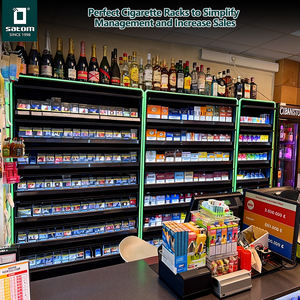 Renforcement métal cigarette fumée boutique présentoir avec poussoir sécurité serrure porte bleu éclairage magasin atmosphère - Product Image 5