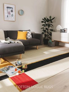 Tapis abstrait blanc tissé à la main Tapis moderne Kilim en laine pour salon chambre à coucher - Product Image 5