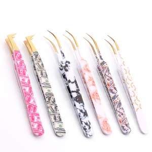 Pince à épiler pour extension de cils personnalisée en acier inoxydable avec logo, pince à épiler droite et courbée pour volume, marque privée - Product Image 6