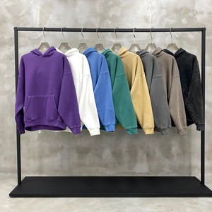 Sudadera con capucha Vintage de buena calidad logotipo personalizado peso pesado sin gráfico 3D Puff impresión sudaderas con capucha para hombres DDP envío - Product Image 1