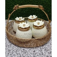 Ensemble de paniers décoratifs en métal martelé or rose, écologiques, avec couvercle à bouton floral, pour fruits secs, idéal pour paniers-cadeaux de mariage