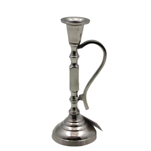 Bougeoir en aluminium de décoration de mariage dernier modèle avec poignée bougeoirs couleur argent nickelé - Product Image 5