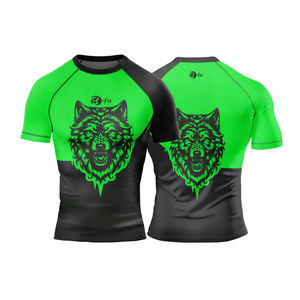 Ropa de artes marciales con estampado de logotipo personalizado Rash Guard de manga corta de talla grande de compresión de algodón 100% para hombre con Material de Jersey - Product Image 4