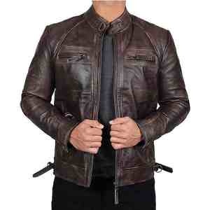 แจ็คเก็ตหนังผู้ชายแฟชั่นใหม่ขายดี กันลม คอตั้ง สำหรับเสื้อผ้าฤดูหนาว - Product Image 1