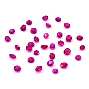 Rubis naturel de Birmanie, pierre brute non traitée, calibrée, coupes coussin et marquise, rondes facettées de 2 mm et 2,5 mm, traitées thermiquement - Product Image 1