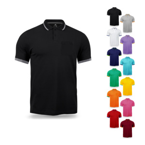 Polos personalizados de alta calidad para hombre Montagut con bolsillo pantalones cortos manga en blanco Micro poliéster 100% Retención de forma 150 GMS - Product Image 1