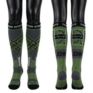Premium GSM Polyester Spandex Women Volleyball <b>Socks</b> Moisture Wicking Green Black Panel Structure Custom Knit Logo Comfort Fit - Product Image 1
