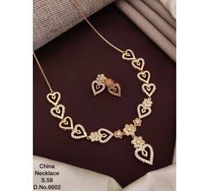 สร้อยคอหินคู่หรูหราของผู้หญิงหินควอตซ์ชุบทองสำหรับงานแต่งงานและงานหมั้นชุดเครื่องประดับแฟชั่น - Product Image 1