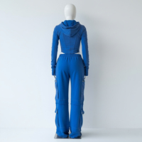 Chándal de invierno unisex de talla grande con capucha, múltiples bolsillos con cremallera, 100% algodón polar 500 GSM, lavado ácido