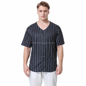 2023 muestra gratis al por mayor de calidad superior logotipo personalizado Jersey en todos los colores camisetas de béisbol a rayas para camisetas de verano unisex - Product Image 4