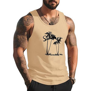 Camisetas sin mangas informales para hombre de algodón 100% al por mayor cómodas opciones de talla grande con logotipo personalizado transpirable de color sólido - Product Image 3