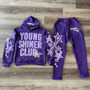 Conjunto de chándal apilado con estampado Puff, chándal acampanado de algodón/poliéster/Spandex transpirable personalizado de OSTROWEARS ENTERPRISES - Product Image 1