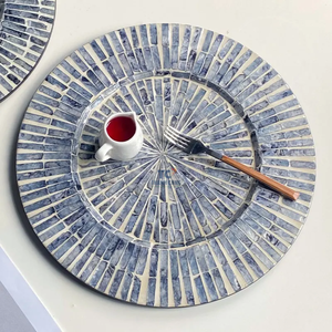 Placemat décoratif bohème fait main et écologique avec incrustation de nacre, centre de table, bol de rangement pour fruits - Product Image 3