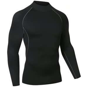 Camiseta deportiva de manga larga de compresión personalizada para hombre, ajustada y resistente al viento para correr y hacer gimnasio, diseño impreso de talla grande, pedido a granel - Product Image 1