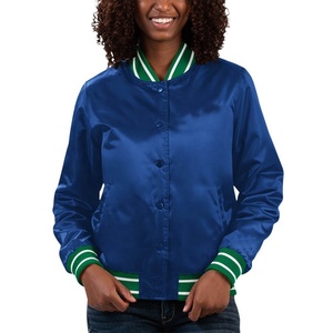 Venta al por mayor personalizada 100% poliéster satén Varsity béisbol invierno satén tela escuela chaqueta para las mujeres - Product Image 5
