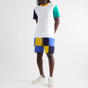 Venta al por mayor de camisetas baratas para hombre, ropa de calle multicolor personalizada, camiseta de 3 colores con retazos de bloques de color - Product Image 6