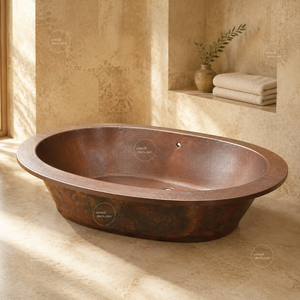 Bañera Moderna de Cobre de Doble Extremo, Hecha a Mano, de Metal Martillado, Ovalada, Independiente - Product Image 2