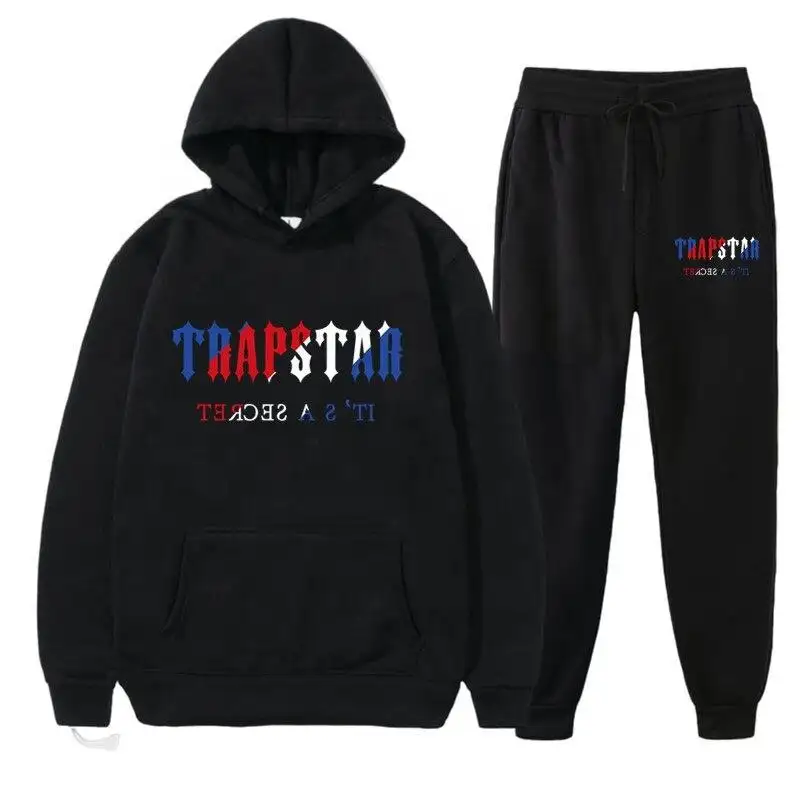 Custom Trapstar Men's Tracksuit 2 Piece Hooded Athletic Sweat suits Casual Running Jogging Sport Slim Fit Tracksuits Suit Sets