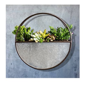 Cesta de hierro para colgar en la pared, Soporte redondo para maceta de hierro forjado - Product Image 1