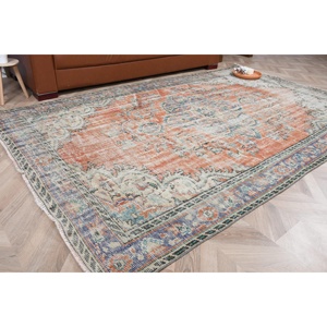 พรมตุรกี, พรมขนาดใหญ่ 5.3x8.6 ฟุต, พรมขนสัตว์สีส้มน้ำเงิน - Product Image 1