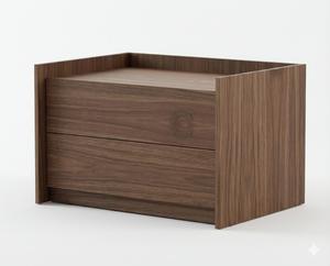 Mesa Auxiliar Minimalista Cubista con Dos Cajones en Madera de Mango y Contrachapado con Acabado Natural - Product Image 2