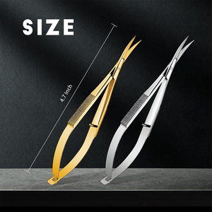 Micro ciseaux à ressort de la meilleure qualité, lame tranchante incurvée enduite d'or et de ruban, micro ciseaux chirurgicaux ophtalmiques en acier allemand - Product Image 3