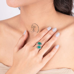 แหวนดีไซน์เนอร์พลอยสองชั้นชุบโรเดียมคุณภาพสูงสำหรับผู้หญิงแหวนเงินสเตอริง925ทันสมัยล่าสุดตามสั่ง - Product Image 1