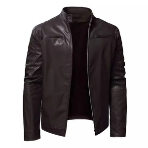 Chaqueta de Motociclista de Cuero Negra para Hombre, Estilo Otoñal, con Cuello Alto, Color Sólido, Cierre de Cremallera, Ropa de Calle, Chaqueta de Motociclista Abrigada para Invierno - Product Image 6