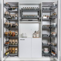 Panier coulissant d'angle personnalisé en alliage d'aluminium haut de gamme, organisateur de garde-manger intelligent à fermeture douce pour armoire de cuisine de luxe
