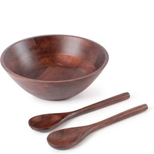 Bol à mélanger en bois artisanal avec texture rainurée BURNING Bol à salade de cuisine fini Vaisselle décorative pour servir des fruits - Product Image 6