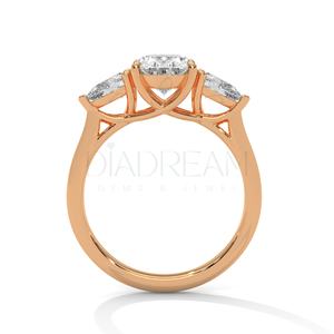 Anillo de diamante solitario de compromiso de plata de ley 2,90 diamante cultivado Leb de corte ovalado y pera de 925 CT de moda personalizado para mujer - Product Image 6