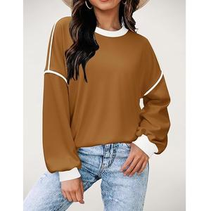New Collection Luxury <b>Long</b> <b>Sleeve</b> Round Neck Shoulder Slope Solid Comfortable Casual Women's Cotton Sweatshirt From Bangladesh - Product Image 3