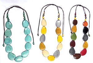 Handmade Tagua Teardrop <b>Necklace</b> Eco-Friendly Fashion <b>Statement</b> Jewelry with Vegetable Ivory Beads in Artistic Color Designs - Product Image 2