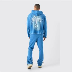 Sun Fade Winter Tracksuits Unisex Custom Logo Heavyweight French Terry Fleece Vintage Wash Screen Printed Plus Size Full Hooded - Product Image 2