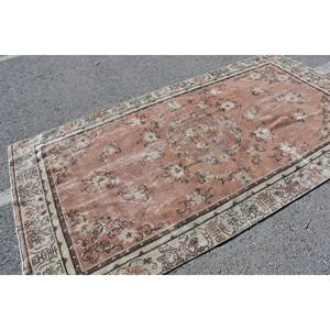 Classic Brown Beige 4.9 X 9.1ft Wool <b>Rug</b> Turkish Patchwork Design for Entryway Living Room <b>Bedroom</b> Latex Rectangular Hallway - Product Image 4