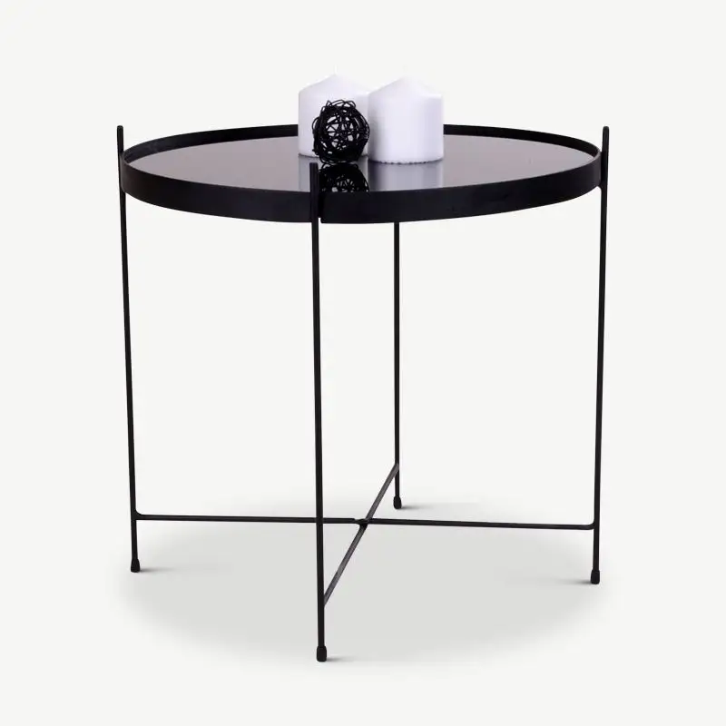 طاولة مستديرة الشكل للمنزل الفندق مطعم طاولة ديكور أسود اللون معدن الحديد أثاث طاولة الشاي القهوة
