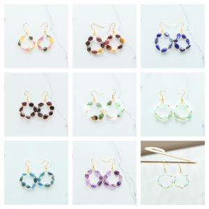 Smooth Tumble Prehnite Stone Hoops Pendientes colgantes-Pendientes DE PLATA 925-Pendientes chapados en oro de 14K al por mayor - Product Image 2