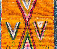 Tapis Azilal personnalisé Orange vif, grand tapis marocain en laine de mouton véritable