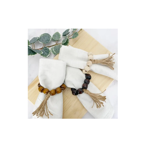 Anneau de serviette en bois style natrual corde de chanvre anneau de serviette 4 pcs design couleur bois naturel - Product Image 2