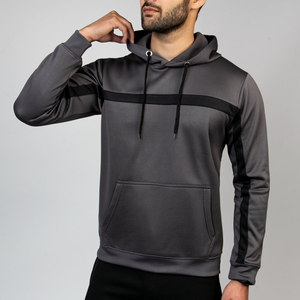 Sudadera con capucha personalizable con cordones térmicos de algodón 100% de calidad de lujo con Panel negro elegante de lana de carbón para hombre de invierno - Product Image 6