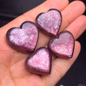 Cabochon de lépidolite de qualité étonnante en forme de cœur Lepidolite Loose Gemstone Available At Bulk Price Healing Stone For Jewelry Use - Product Image 6