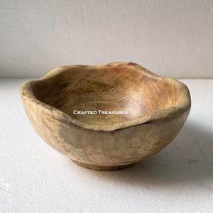 100% bol de service décoratif en bois naturel accessoire de maison bol de service pour salades fêtes bol de service en bois - Product Image 1