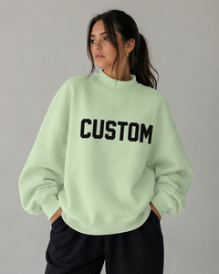 Suéter Oversize Premium para Mujer, Cuello Alto, Algodón Personalizado, Hombros Caídos, Estilo Casual, Marca Privada, Venta al Por Mayor - Product Image 1