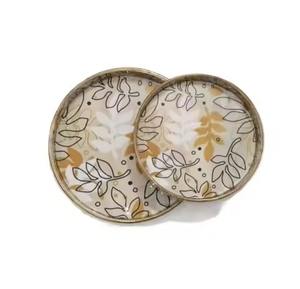 High Quality Wooden Tea Serving <b>Tray</b> With <b>Enamel</b> Printed design Festivals Wedding - Product Image 2