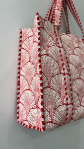 Bolso de mano acolchado de algodón hecho a mano indio, almacenamiento personalizado de estilo sólido, estampado de bloque de mano abierto, regalo de moda personalizado para mujer - Product Image 3