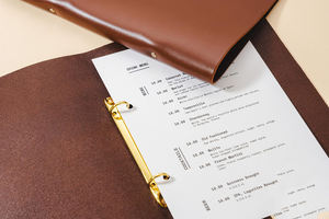 Soporte personalizado de cuero para menú A4 con Centro elástico en relieve para carpetas de restaurante, carpeta, suministros para hoteles y restaurantes - Product Image 3